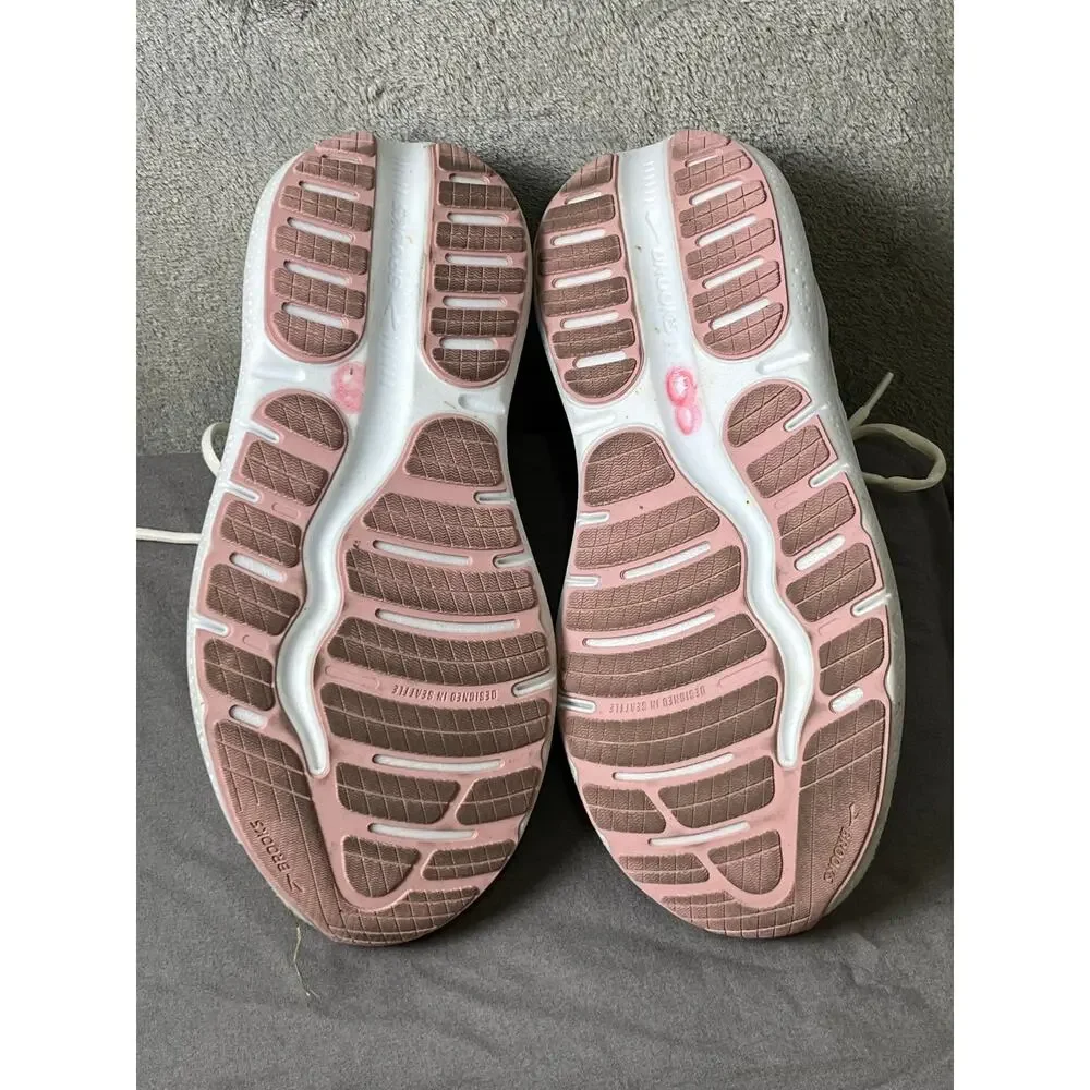 Brooks Ghost Max 2 Running Shoes Women's 9 2E Extra Wide White Pink Sneakers